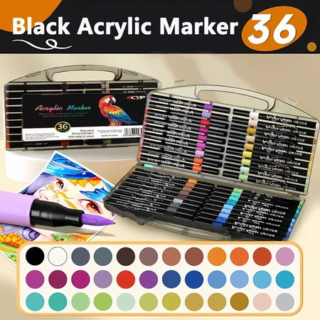 Acrylic Marker Pen Set Box-packed Coloring Set Color Pen Painting Highlighter Pen Set Art Supplies