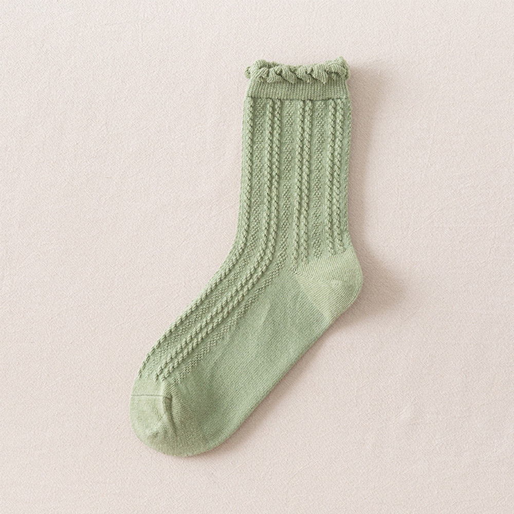 Jubeng mới dễ thương thoáng khí giản dị mùa đông Ruffle ren bên bông vớ phụ nữ vớ Hàng dệt kim