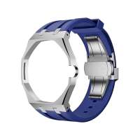 BEIZIYE ชุดสแตนเลสซิลิโคนสายรัด + กรณี สำหรับ Swatch X AP Royal POP