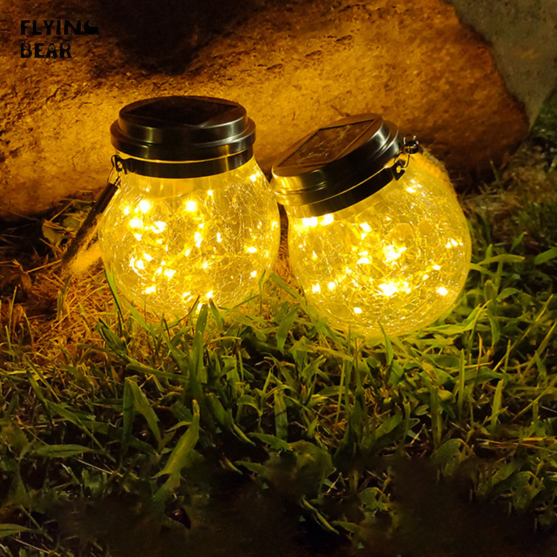 FLYINGBEAR Solar outdoor lights, courtyard decoration, cracks, bottle hanging lights, waterproof household glass, wish ราคา 152 บาท*ส่งฟรี