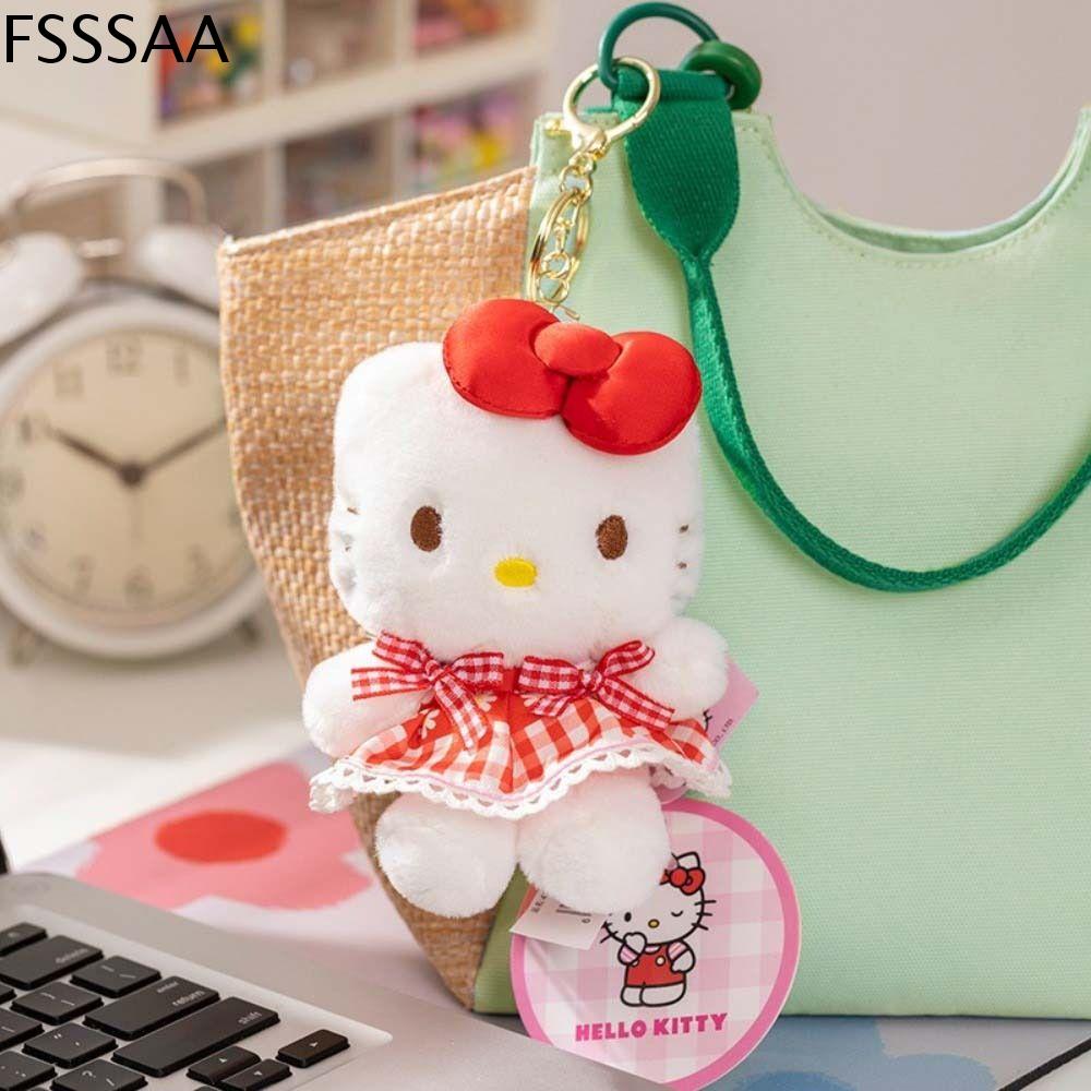 FSSSAA 10cm dây chuyền mèo kitty Bông PP Nhồi bông Búp bê mèo nhồi bông Mềm Đồ chơi Móc khóa hoạt hình Quà tặng trang sức hợp thời trang