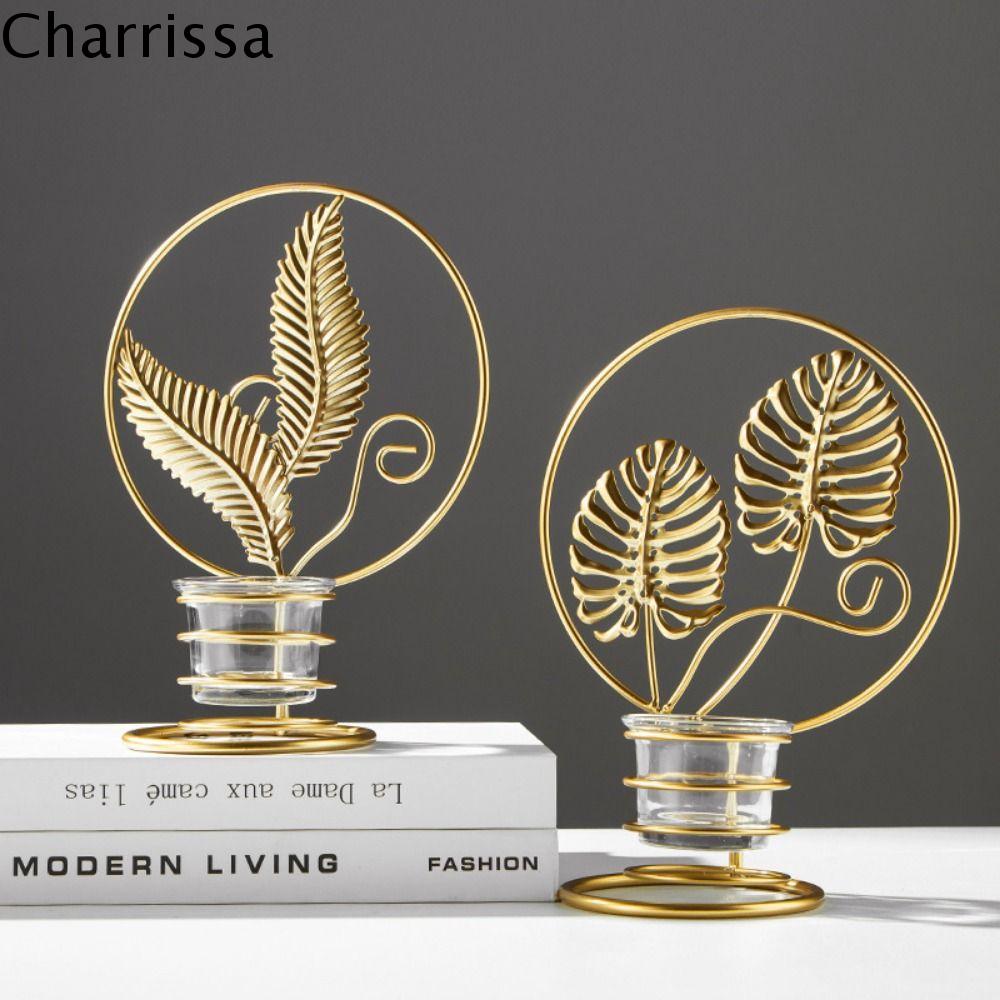 CHARRISSA Bền Giá nến hình lá Vàng Thủ công Đồ trang trí Chân Nến Kim loại Sáng Tạo Nghệ thuật sắt Giá nến Châu Âu Phòng khách