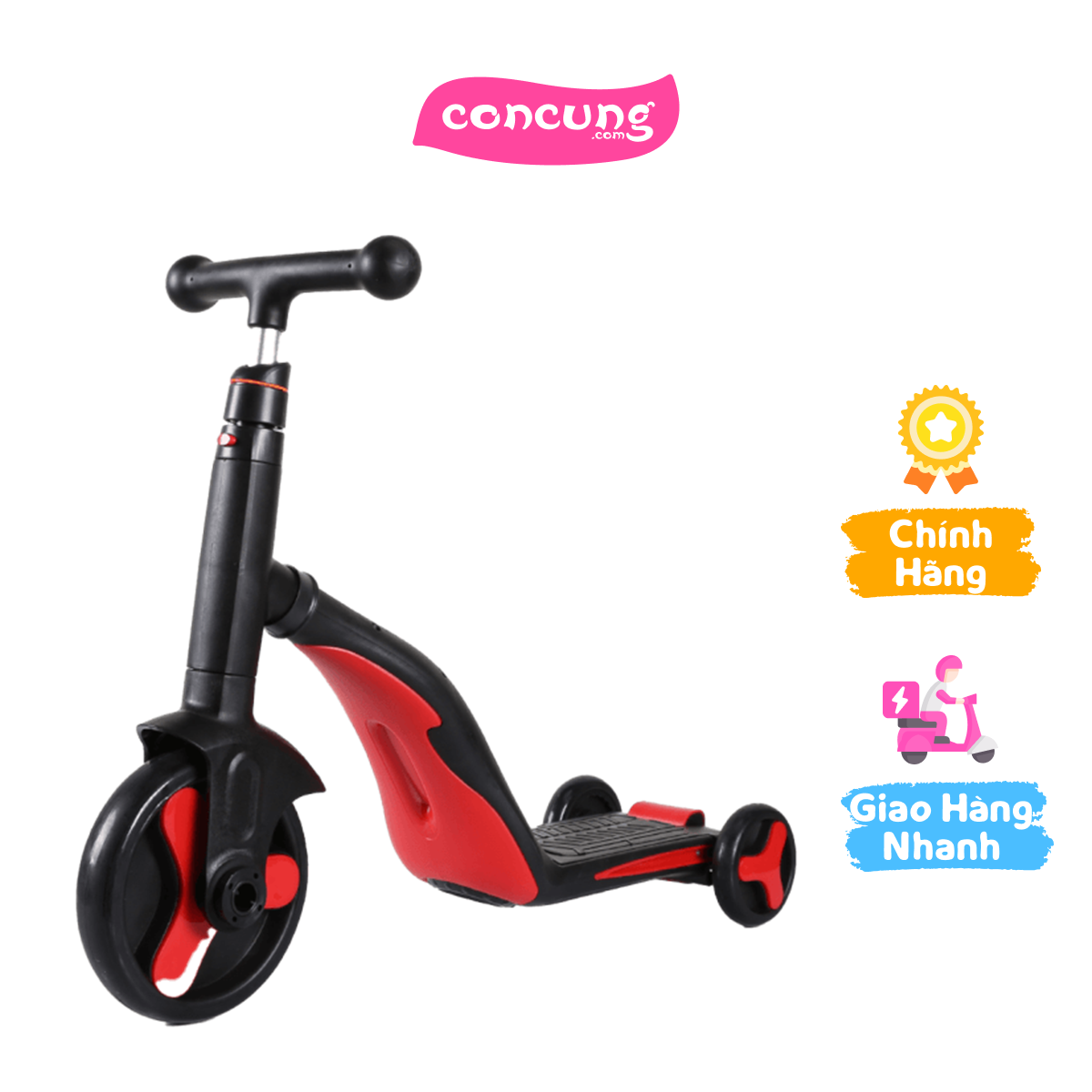 Xe trượt scooter Animo cao cấp kèm chòi chân, xe đạp 3in1 FL-868 (Đỏ)