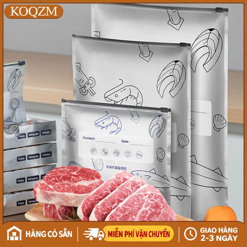 KOQZM 10 cái túi rò rỉ tủ đông an toàn nhà bếp túi tươi công suất lớn túi nhôm thực phẩm giữ tươi Túi khóa có thể tái sử dụng