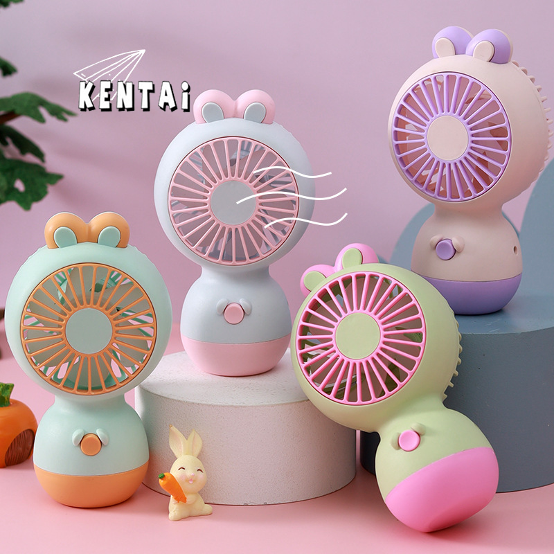 Mermaid Design Portable USB Fan with Phone Stand - Cute Cartoon Style for Students, Travel, and Office Use ราคา 82 บาท*ส่งฟรี