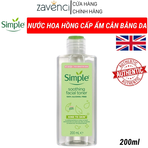 Nước Hoa Hồng Simple Kind To Skin Soothing Facial Toner Siêu Dịu Nhẹ Cho Làn Da zavenci (200ml) nhập khẩu