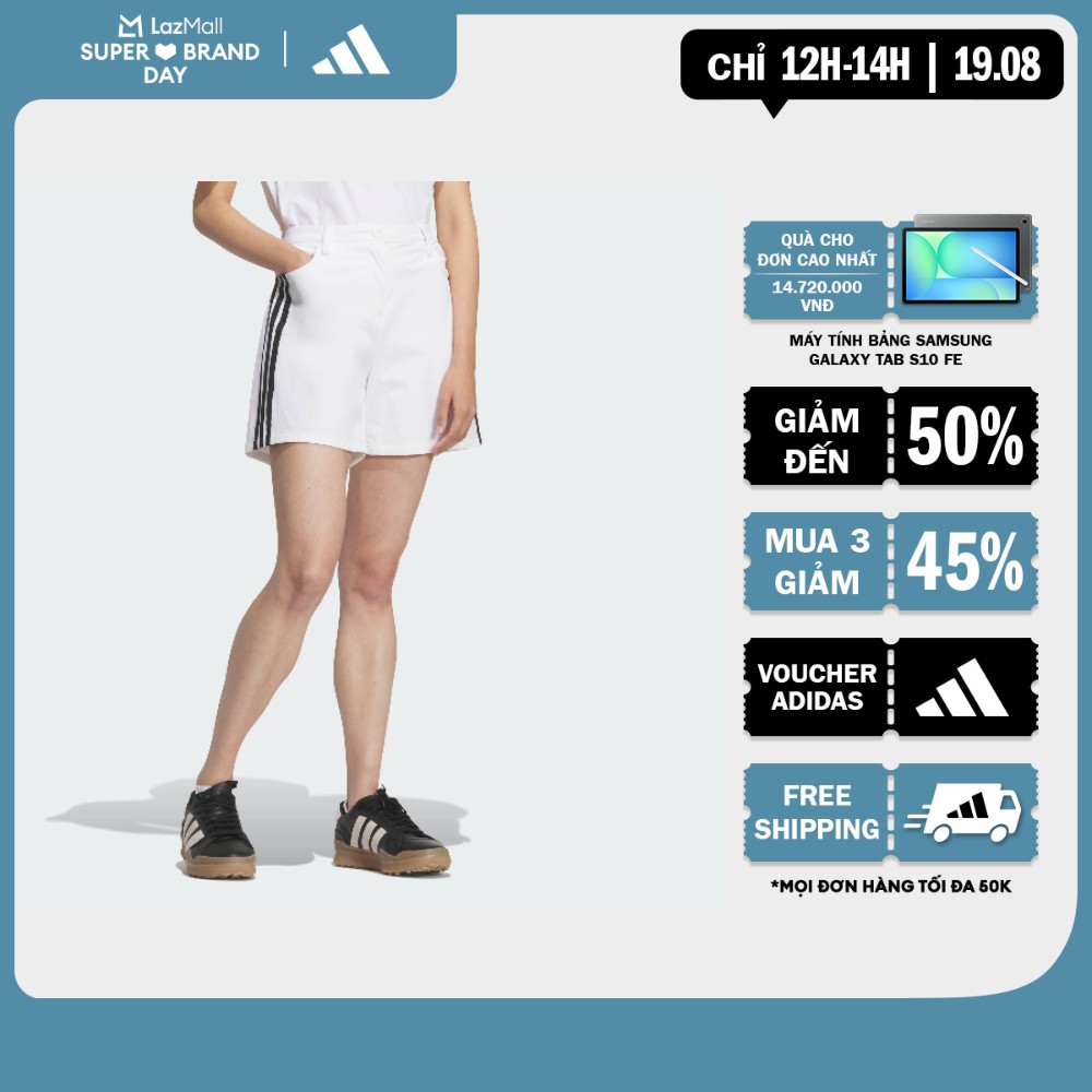 [12H-14H 19.8-MUA 3 GIẢM 45%] adidas Đánh gôn QUẦN SHORT 3 GẠCH 5INCH Nữ trắng KD7212