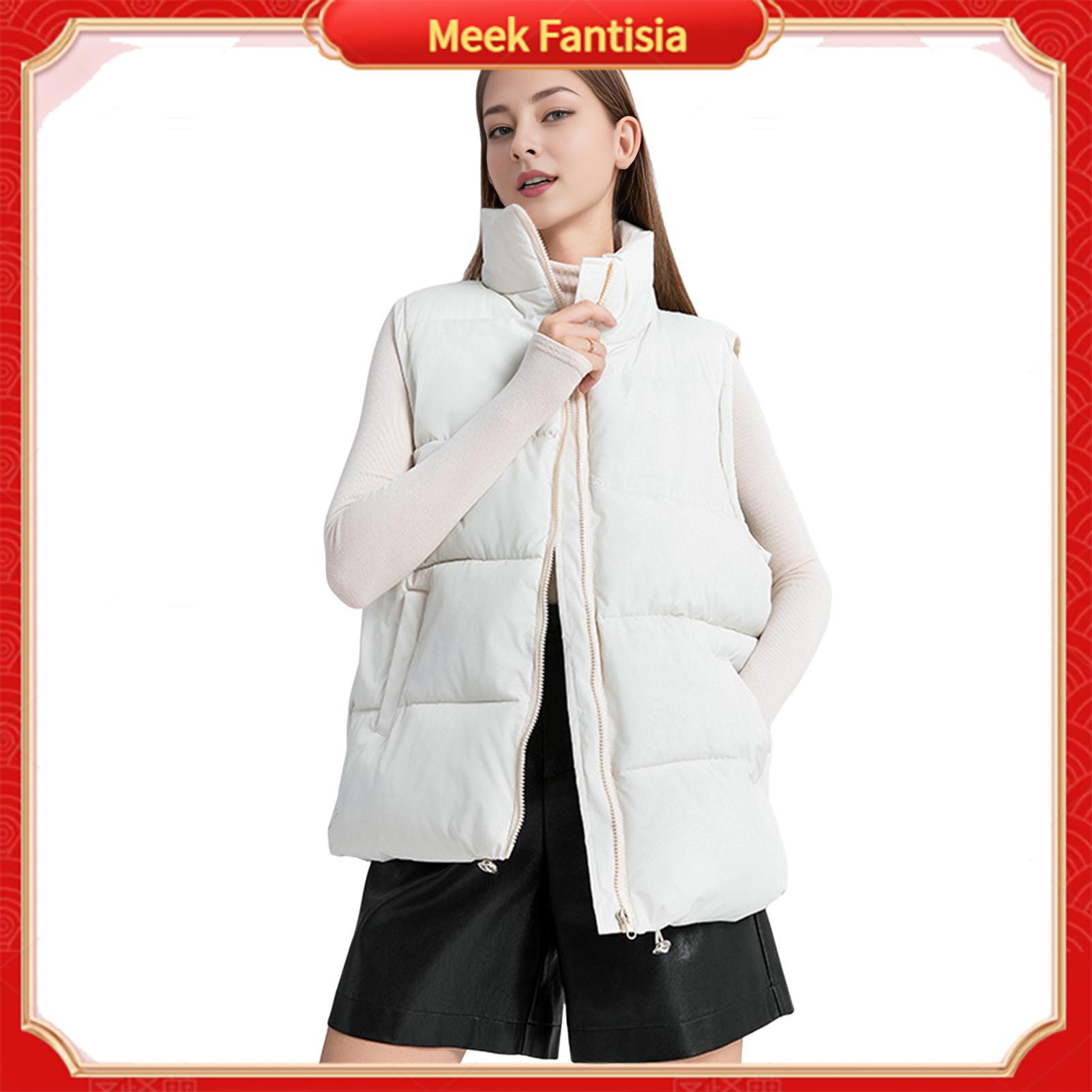 Meek fantisia phụ nữ cotton vest Áo Vest Nữ Áo Vét mùa đông có túi và dây kéo đóng cửa cho phụ nữ áo khoác ngoài cộc tay ấm cho các hoạt động ngoài trời