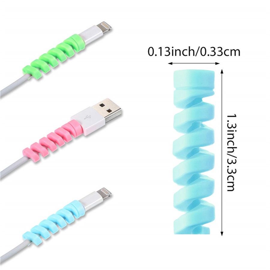 1 cái sạc điện thoại Di động Cáp USB dòng dữ liệu xoắn ốc bảo vệ Silicone cho tai nghe máy tính sạc ngăn Cáp dòng dữ liệu