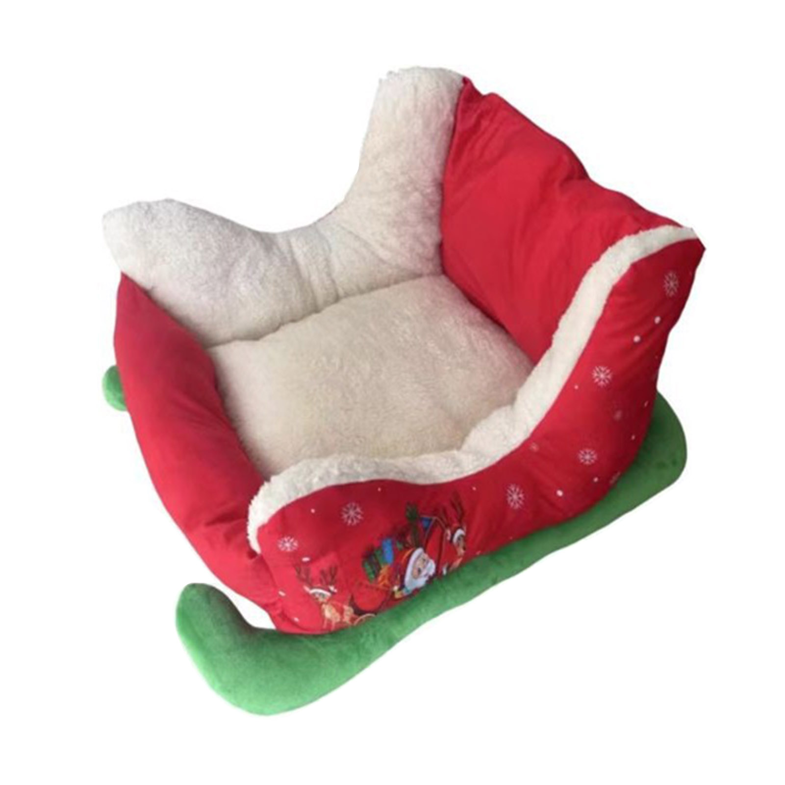 【Stock】 Washable Durable Pet Bed Santa Sleigh Dog Bed Cozy Christmas Sleigh Dog Bed for Cats and Dogs Washable Plush Xmas Pet Couch Perfect