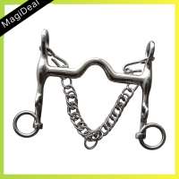 MagiDeal Horse Chew Horse Mouth Bit Stainless Steel with Chain Horse Snaffle Training Equipment