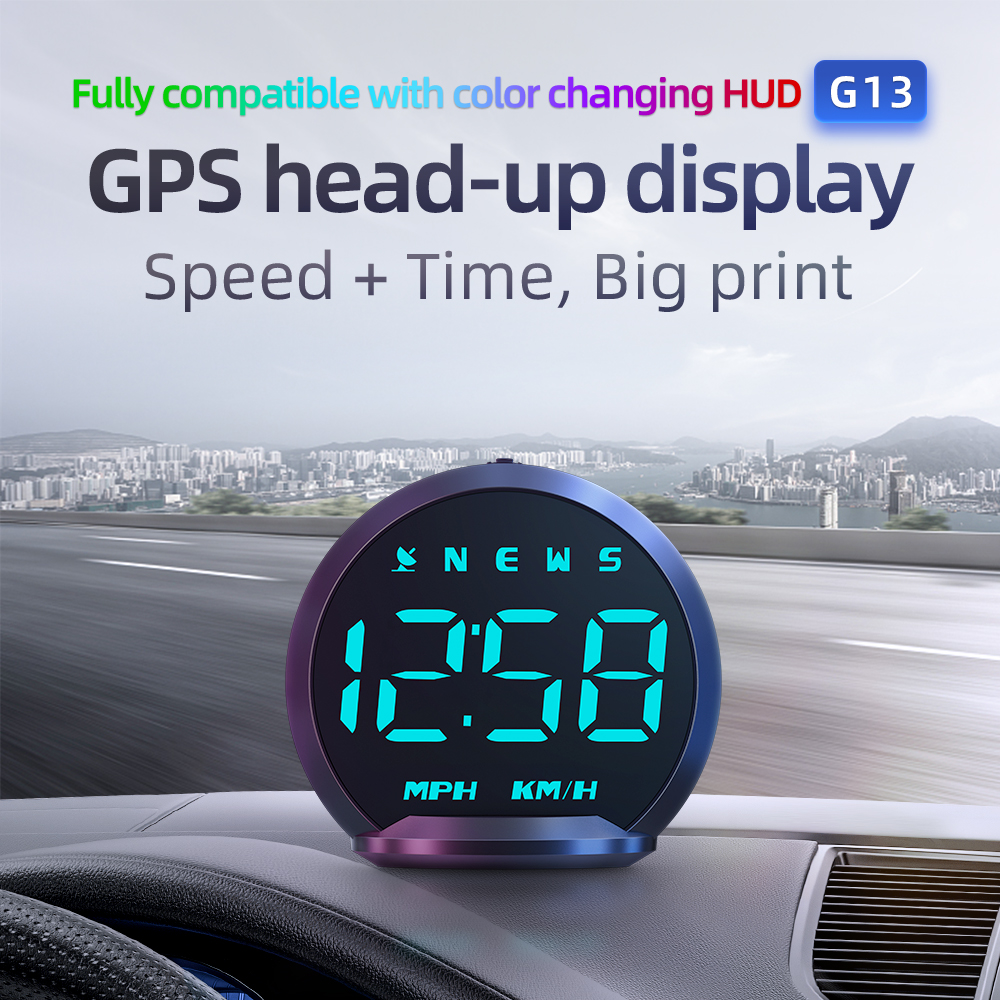 HUD tự động công tơ mét KMH MPH Màn hình hiển thị trên kính chắn gió xe thông minh đồng hồ báo thức 
