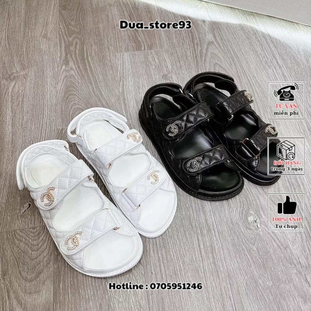 Sandal nữ quai dán trần trám tang xích vàng fullbox