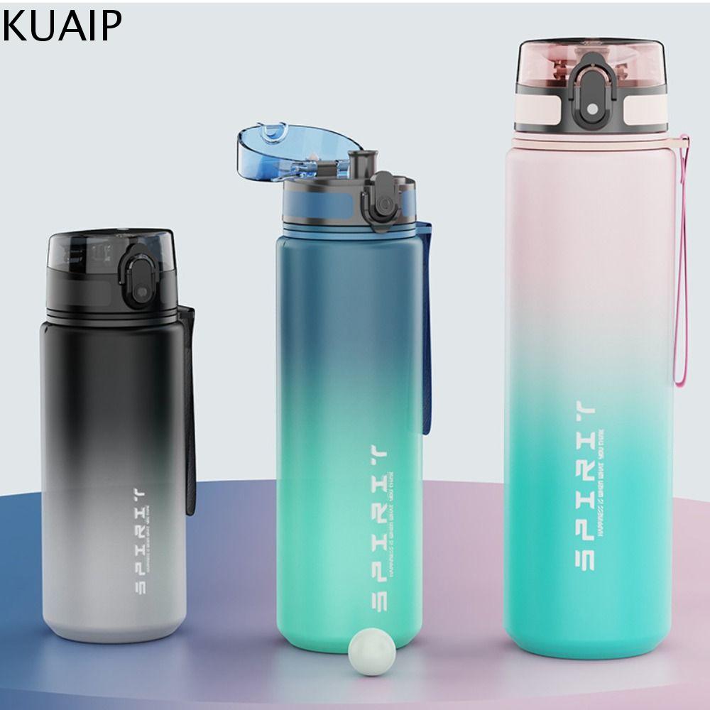 KUAIP Sức chứa lớn Bình nước thể thao 1 lít PC Màu chuyển sắc Cốc nhựa nhiều màu chống rò rỉ Bình tập thể dục di động 500/800/1000ml Ấm đun nước thể thao dung tích lớn