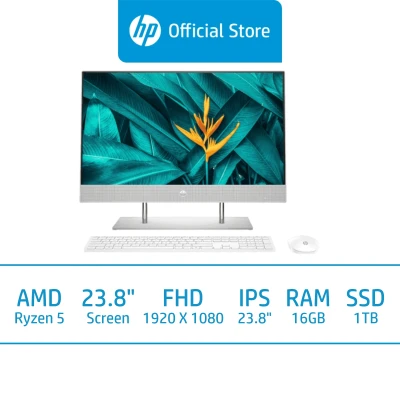HP All-in-One Desktop PC 24-dp0210d / AMD Ryzen 5 4500U / 16GB RAM / 1TB SSD / 23.8 FHD (1920 x 1080) IPS Display / Win 10 / 3 Years Warranty / McAfee LiveSafe Included