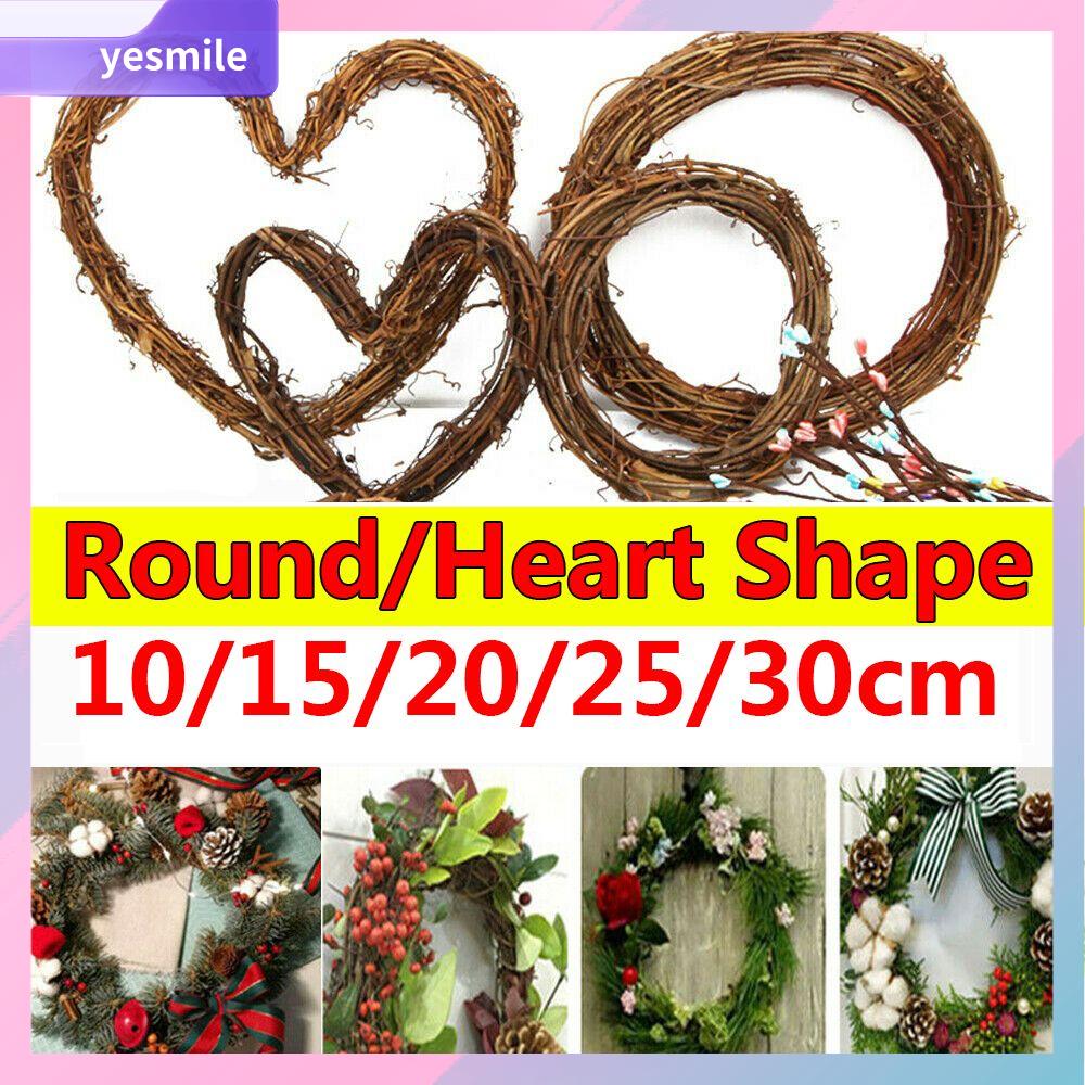 YESMILE 10-30CM Thủ công DIY Cửa sổ treo Đồ trang trí cho bữa tiệc Xmas Vòng hoa đám cưới Wreath Wicker Cầu mây Vòng hoa mây Hình tròn / hình trái tim