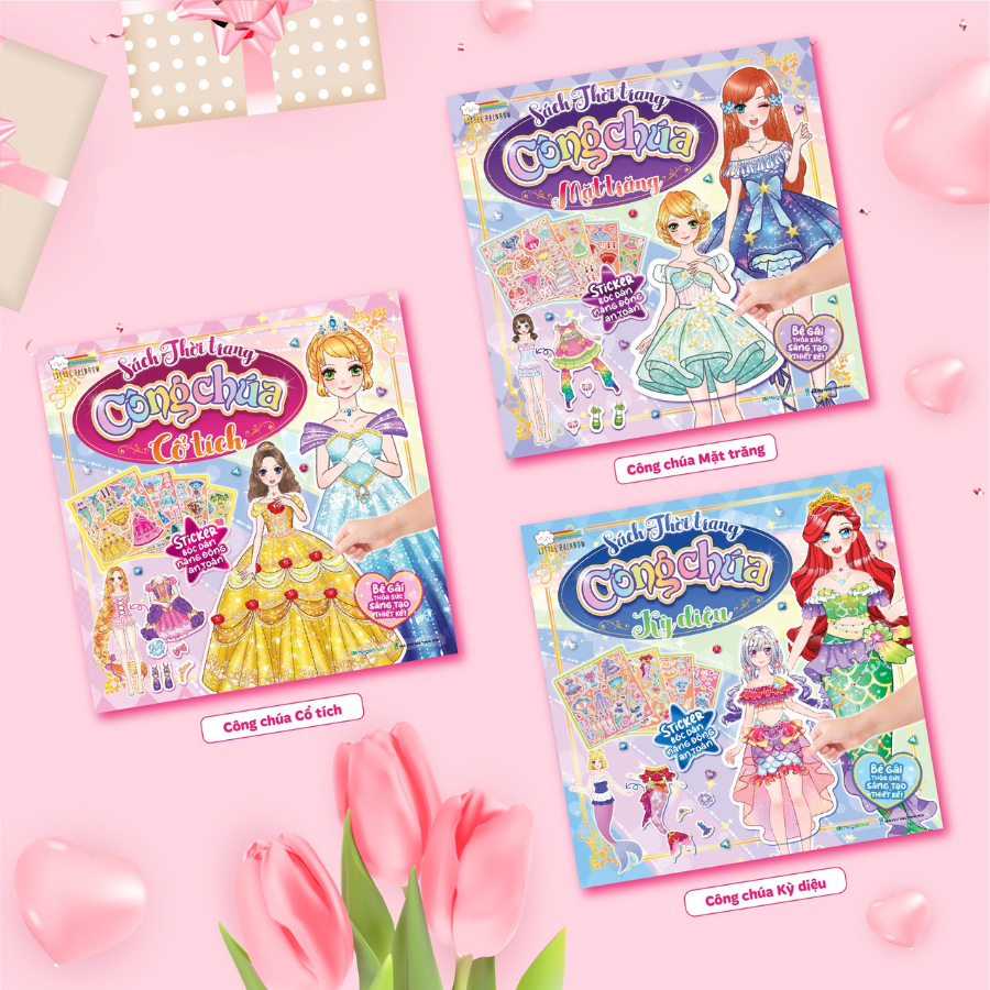 Combo 3 cuốn Sách thời trang công chúa (12 trang stickers) - Sách bóc dán sticker cho bé gái