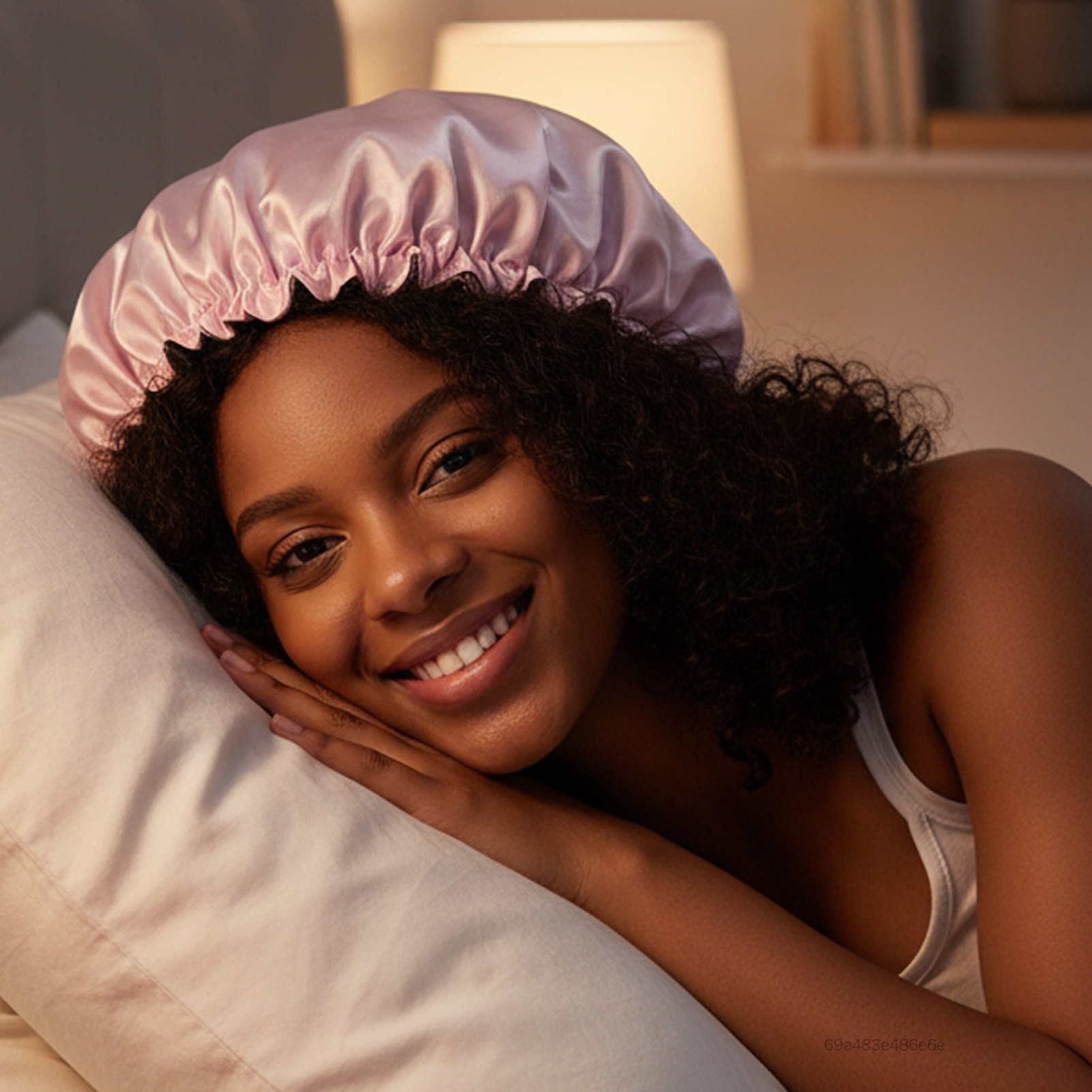 Máy Sấy Tóc Bonnet 2 Trong 1 & Mũ Ngủ Satin Có Viền Nhung Có Thể Điều Chỉnh & Lưới Thoáng Khí Để Uốn Tóc Sấy Và Bảo Vệ Tóc JS-022-VN - 3