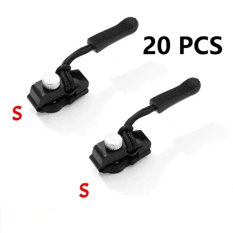 20pcs/set Resleting Serbaguna Pengait Resleting Jaket Warna Hitam Ritsleting Pengganti Zipper Pengait Resleting
