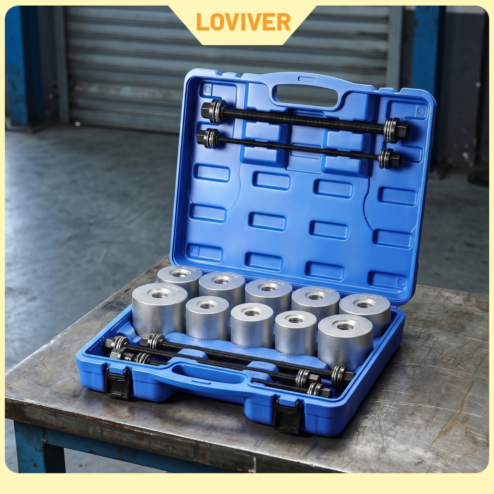 LOVIVER 27 Pieces Metal Construction Vehicle Bushing Press Kit Molded Carrying Case Bushing Removal Tool Kit for Auto Repair Workers ราคา 11,808 บาท*ส่งฟรี