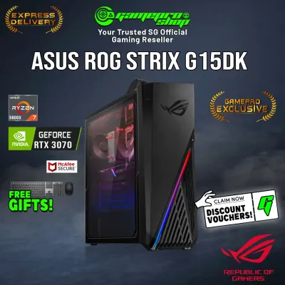 (Ready-Stocks) NEW EXCLUSIVE ASUS ROG Strix GA15 G15DK-R5800X255T Gaming Desktop (AMD Ryzen 7 5800X/32GB/RTX 3070/W10/3Y)
