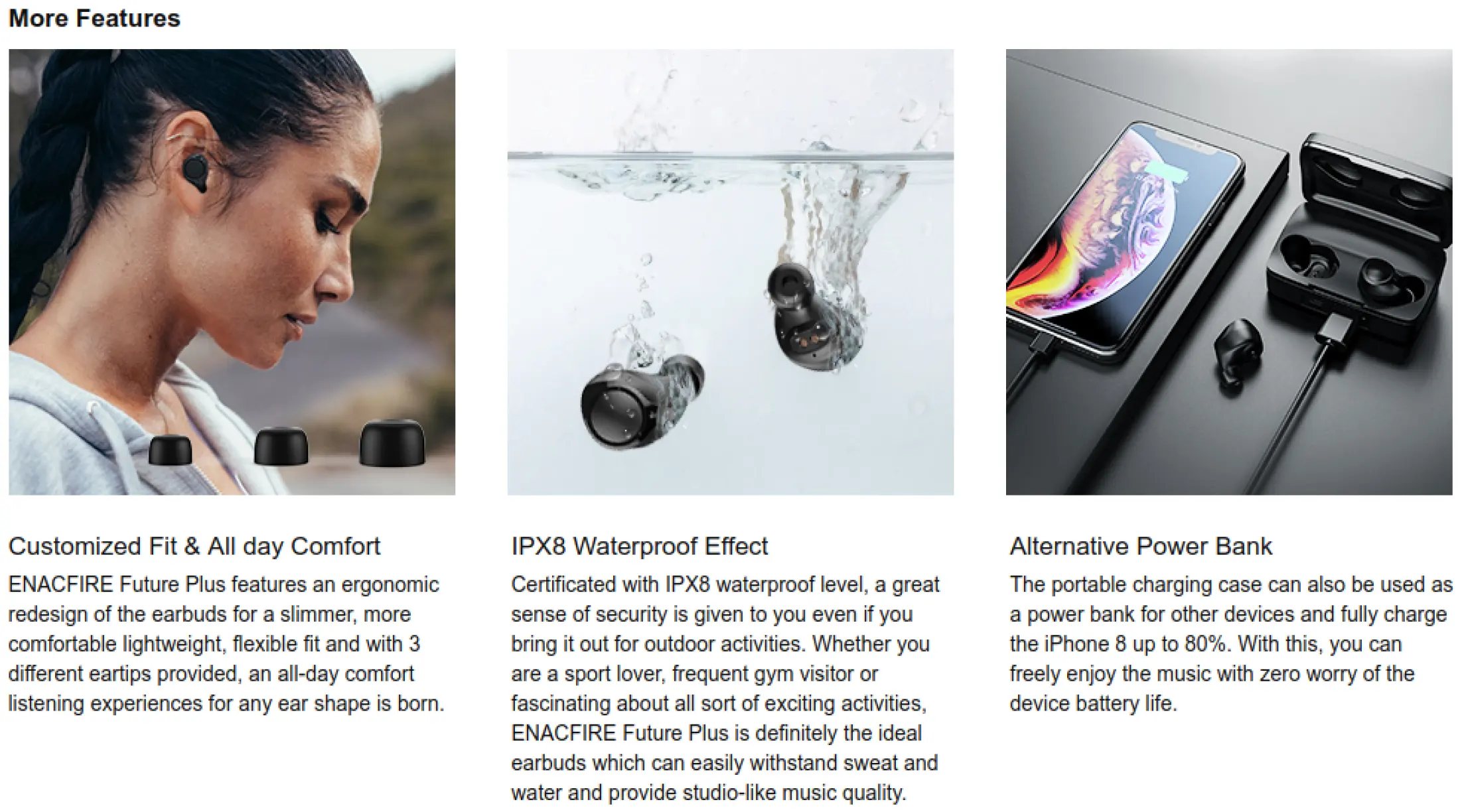 enacfire future plus wireless earbuds
