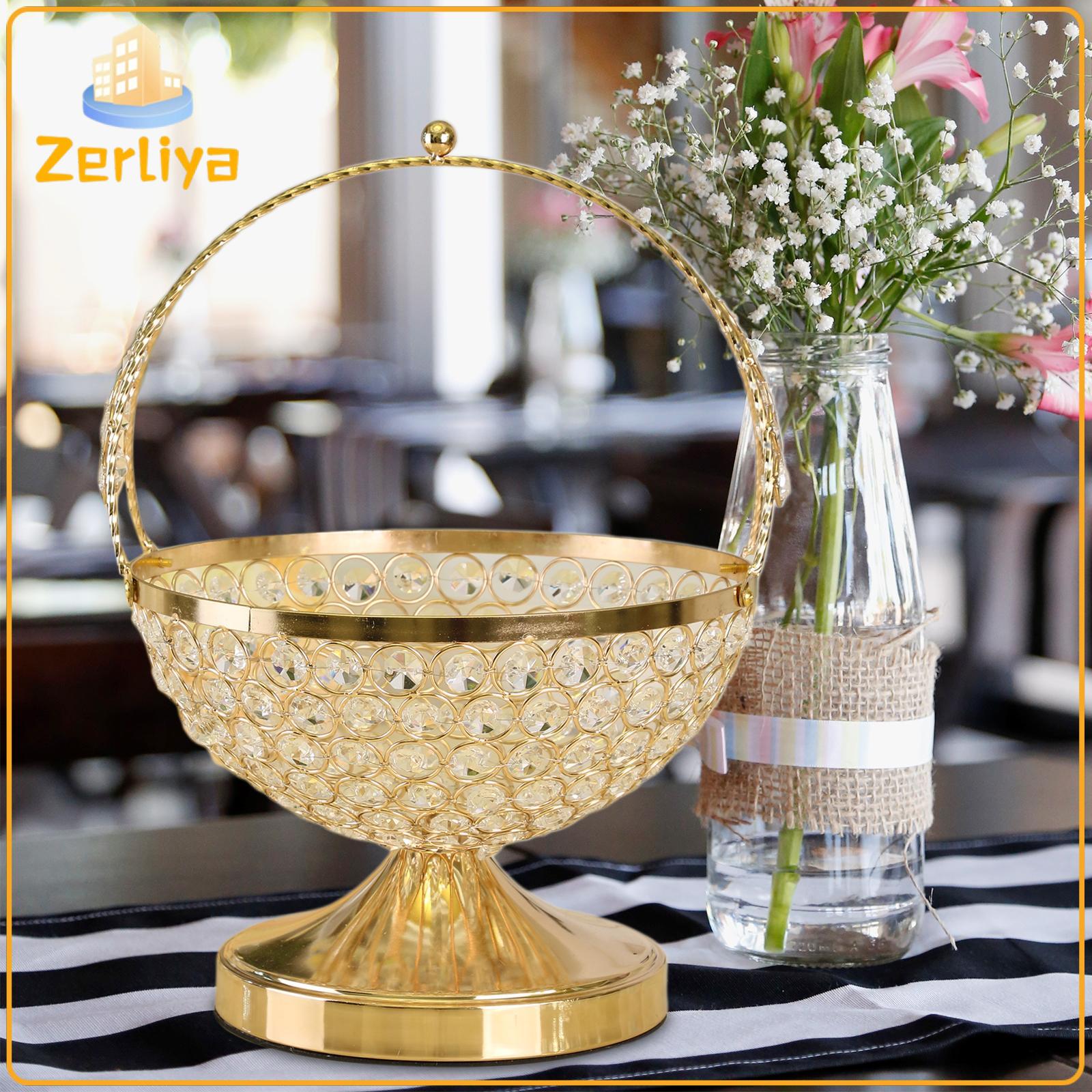 petsola Crystal Metal Frame And Base, Fruit Bowl, Fruit Basket For Storing Nuts, Vegetables, Cookies, Candy Ornament, Decorative Centerpiece ราคา 1,247 บาท*ส่งฟรี