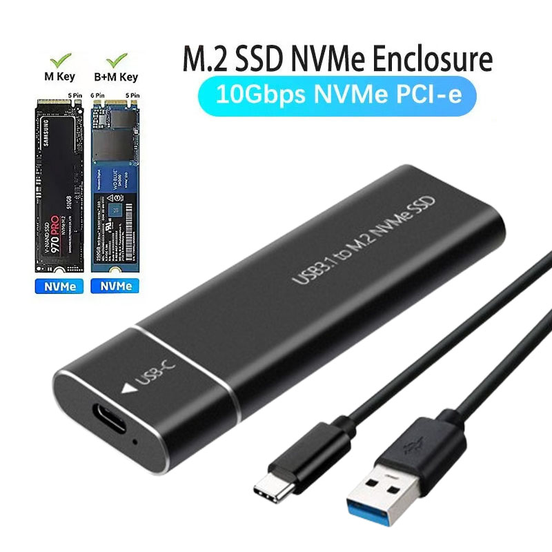 Kebidumei M.2 NVME SSD Enclosure External M2 NVMe Case M2 USB 3.1 Type C 10Gbps Adapter M Key HD Storage Box For Windows Laptop PC ราคา 180 บาท*ส่งฟรี