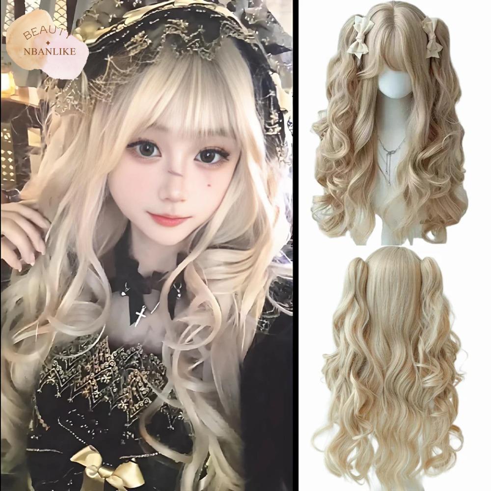 NBANLIKE คอสเพลย์ หางม้าคู่ยาวหยิก บลอนด์ วัสดุสังเคราะห์ วิกผมฮาราจูกุฮาโลวีน วิกผมปลอม น่ารัก วิกผมโลลิต้ามีหน้าม้า สาว ราคา 902 บาท*ส่งฟรี