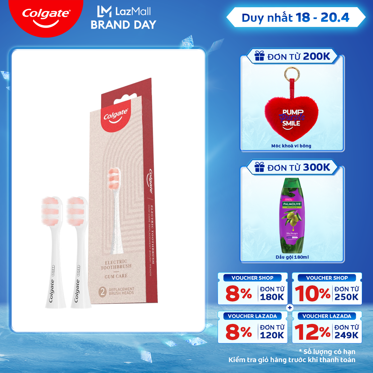 [Chỉ 18 - 20.4_Áp Voucher giảm đến 22%] Bộ 2 Đầu thay Bàn chải điện Colgate PULSE và 33 chế độ - Chăm sóc nướu tối ưu
