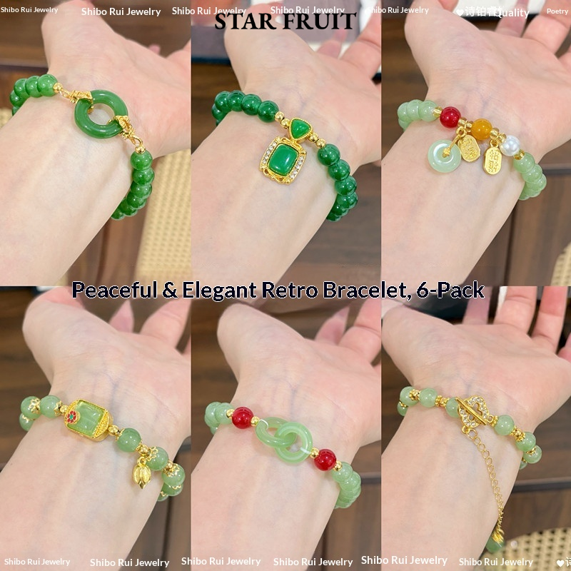 STAR FRUIT⭐ Elegant Chinese-Style Bracelet with Lucky Knot and Red Beads, Perfect Gift for Mom ราคา 17 บาท*ส่งฟรี