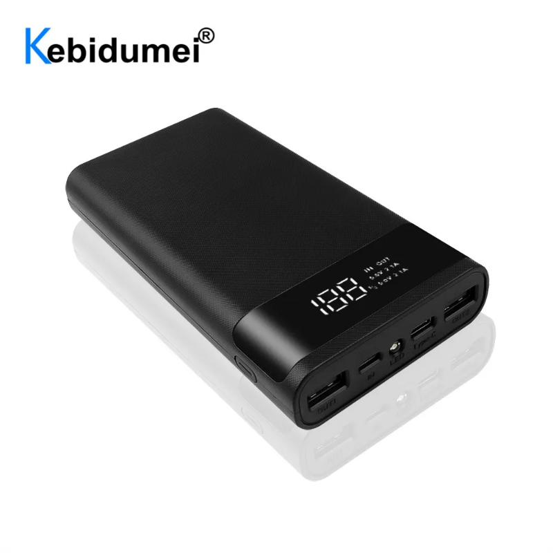 Dual USB Micro USB Type C Power Bank Shell DC 5V DIY 618650 Case Battery Charge Storage Box LED Disp
