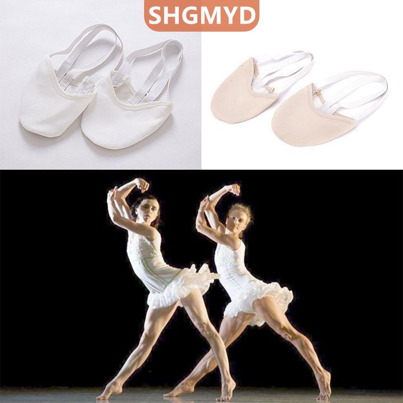 [COD] SHGMYD SPORTS รองเท้าเต้นบัลเลต์พอยต์ทำจากหนัง PU ครึ่งนิ้วรองเท้าแตะยิมนาสติกลีลา ราคา 78 บาท*ส่งฟรี