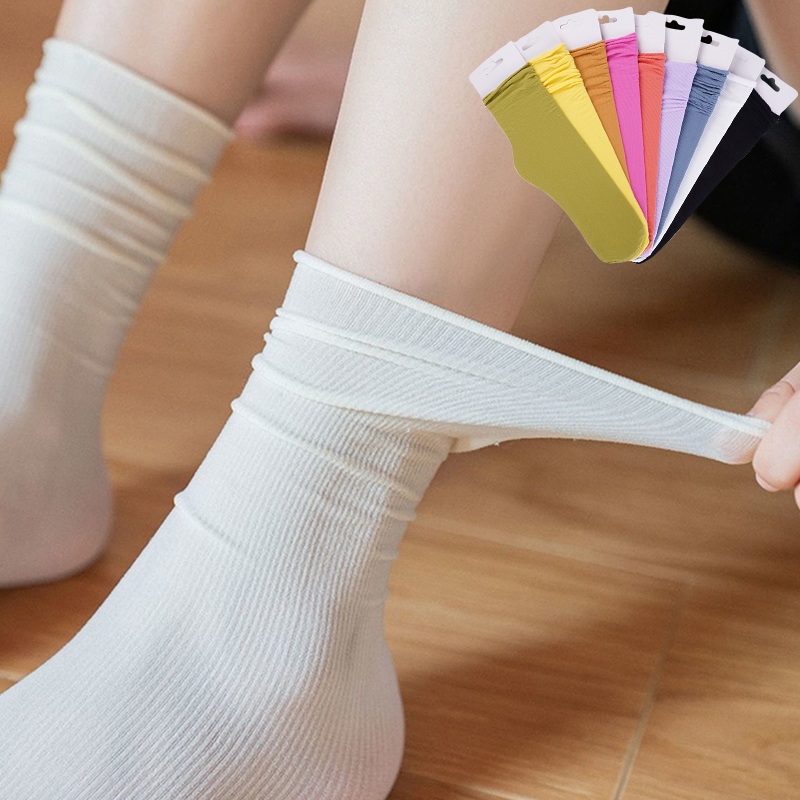 【CC】◊♂✧ 3Pairs Set Women Loose Socks Knitting Rib Thin Spring Female Streetwear Breathable High Sock