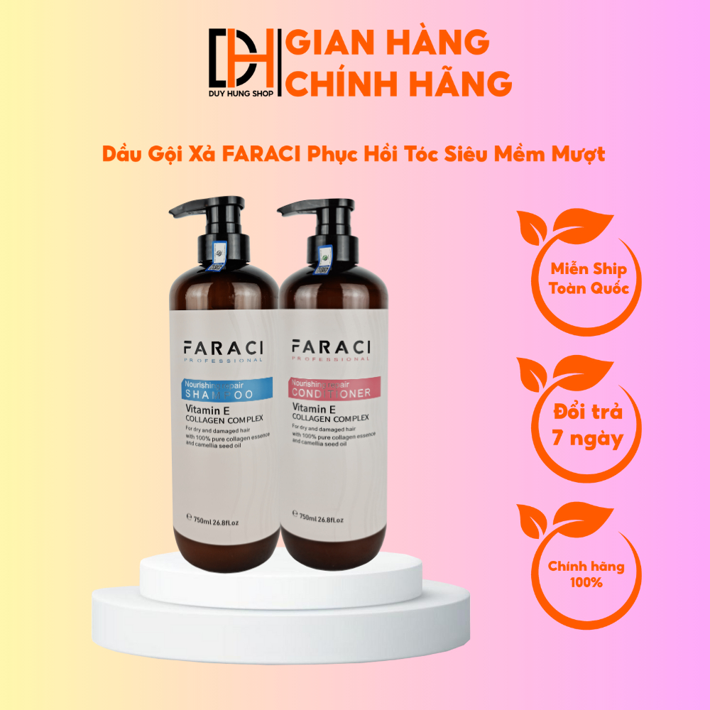 Dầu gội xả FARACI chính hãng phục hồi tóc siêu mềm mượt cặp 750ml hợp mọi loại tóc mùi thơm lâu