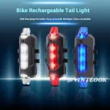 VINTLOOK Đèn hậu xe đạp sạc USB LED nháy cảnh báo an toàn khi đi đêm