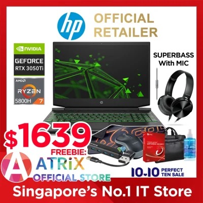 【Free MS Office】Express Delivery | HP Pavilion Gaming Laptop 15 | AMD Ryzen 7 5800H | RTX3050 Ti | 15.6inch 144Hz FHD Anti-Glare | 16GB DDR4-3200 | 512GB NVMe | 2Y HP Warranty | 15-ec2113AX