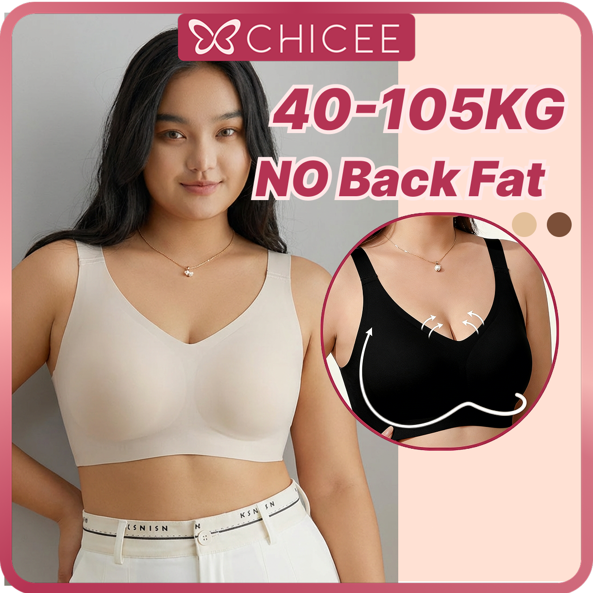 [Plus Size]Chicee Women Seamless Bra for Big Chest Minimizing for Chubby Gathering Side Breast Push-Up Full Cup Anti-Sagging Womenswear Lingerie Bridal Basic Supported Comfortable