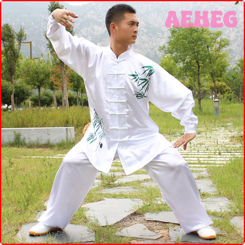 Aeheg Trắng xanh lam Taichi Đai tập luyện dài tay quần áo thể thao đồng phục Kungfu Wushu Taichi đồn