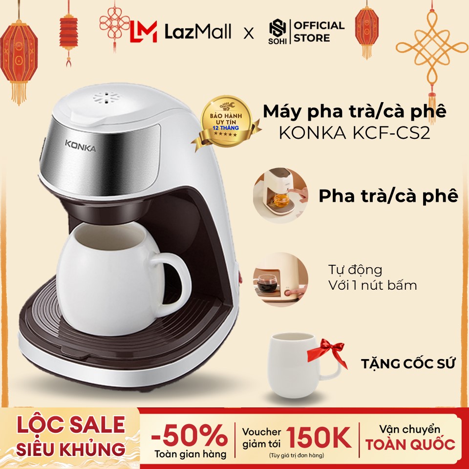 Máy pha cà phê konka kcfcs2 thiết kế kiểu mới hiện đại, sang trọng