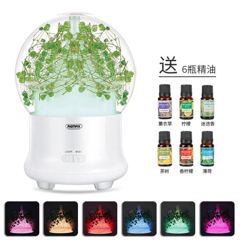 Remax Aroma Diffuser USB Preserved Fresh Flower Mini Air Essential Oil Ultrasonic of Wet of Humidifier Household Mute Room Bedroom Dehumidifier Infant Small Desktop online Celebrity Incense Machine Spray Singapore