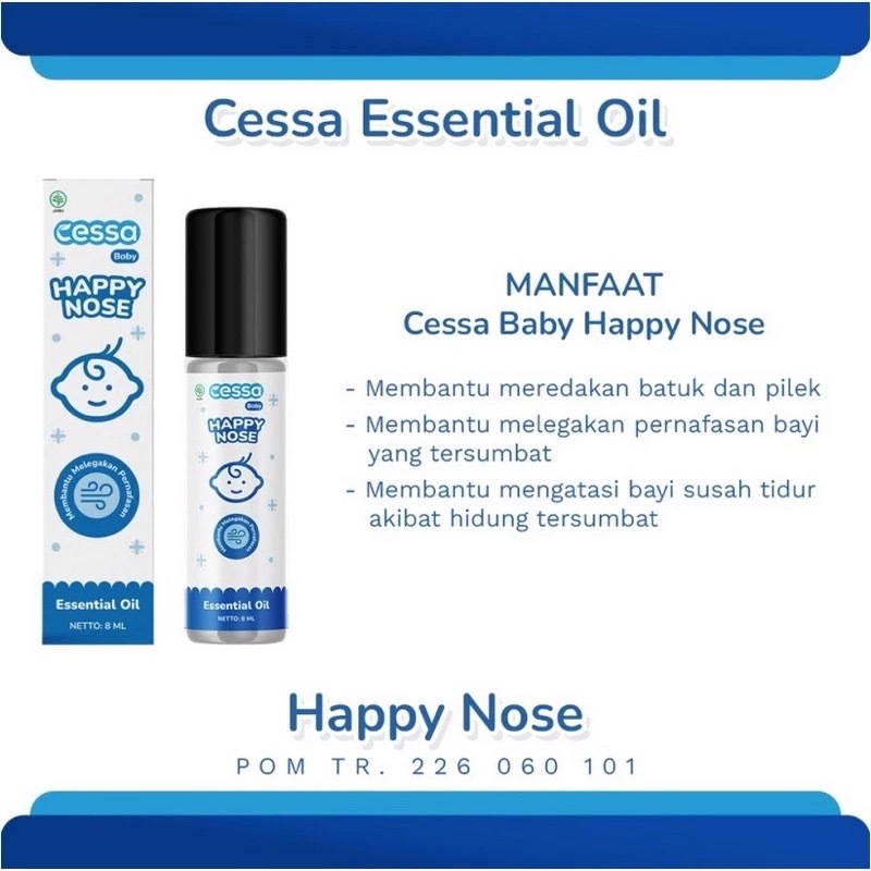 Cessa Essential Baby Oil 8 Ml Minyak Roll On Bayi Oli Esensi Pereda Batuk Pilek Demam Happy Nose / FeDrop / Itch Away / Lenire / Bofit