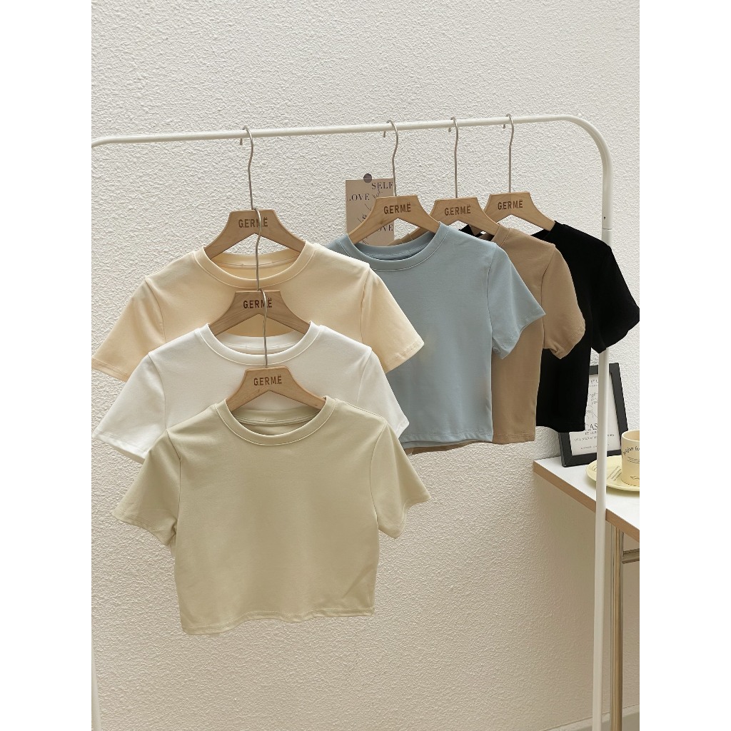Áo phông nữ croptop cộc tay nhún eo, Áo phông croptop năng động và nữ tính a01249838 By Germe