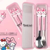 Oldlaiben Sanrio Kuromi Kids Cutlery Set 2pcs Stainless Steel Fork & Spoon for Children