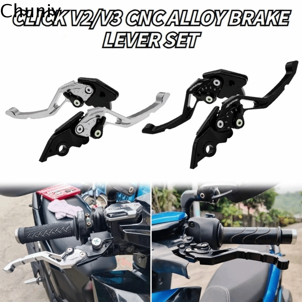 CHUNIY Phù hợp phổ quát Tay cầm phanh xe máy Có thể điều chỉnh Hợp kim nhôm Cần phanh xe máy Phụ kiện tay cầm Cần phanh đĩa Phanh tay trước và sau Độ chế xe máy