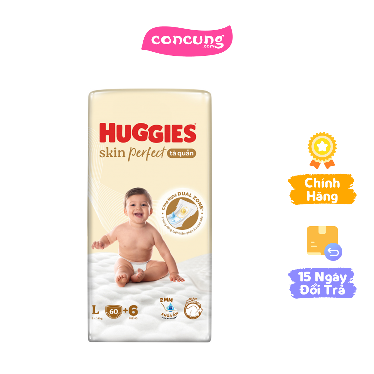 Tã quần Huggies SkinPerfect Pants (L, 9-14kg, 60+6 miếng)