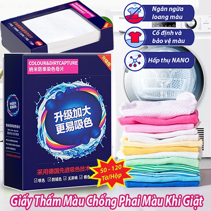 Giấy Hút Màu CUBIC AQUA Hộp To 120 Miếng– Tiện Lợi, An Toàn, Thích Hợp Cho Mọi Loại Vải