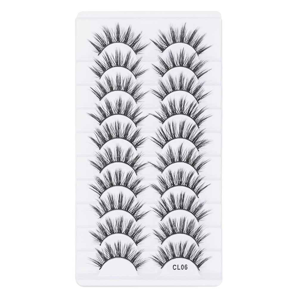 FWFHTP 10 Pairs Dải toàn bộ Lông mi giả Natrual Long Không độc hại Lông mi giả lông chồn 3D Thời trang nữ Thủ công Dụng cụ trang điểm mắt Nối mi - 6