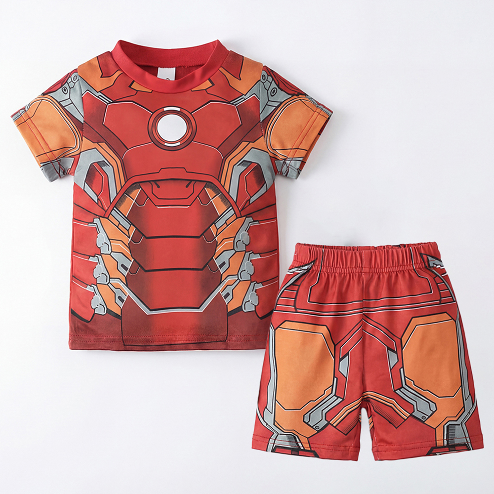Baby Boy Clothes Set Cartoon Marvel Superhero Ironman Short Sleeve Outfits Cotton Toddler Kids Clothing Sets 1-7 Years - 2