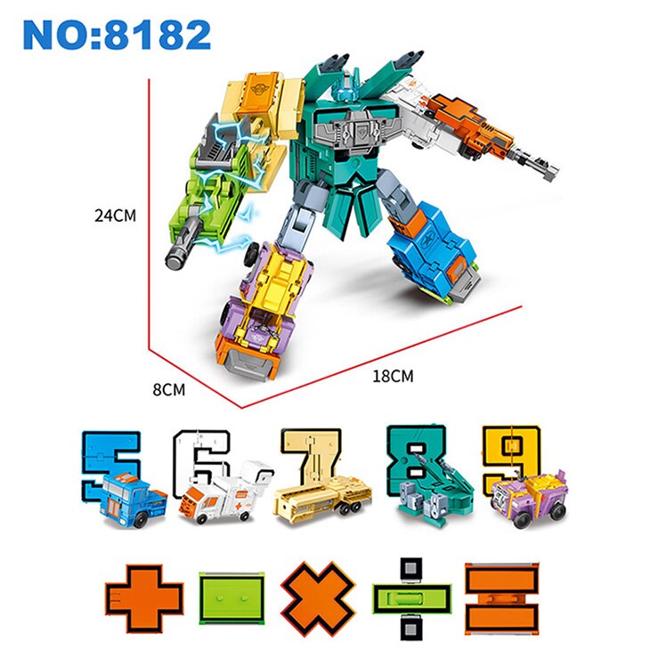 10PCS Transformation Number Robot Toy Building Blocks Deformation Pocket Morphers Educational Action